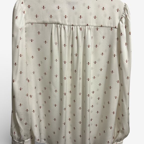 Ann Taylor Ivory Blouse with Deep Orange Bee Print Pattern - Picture 5 of 7